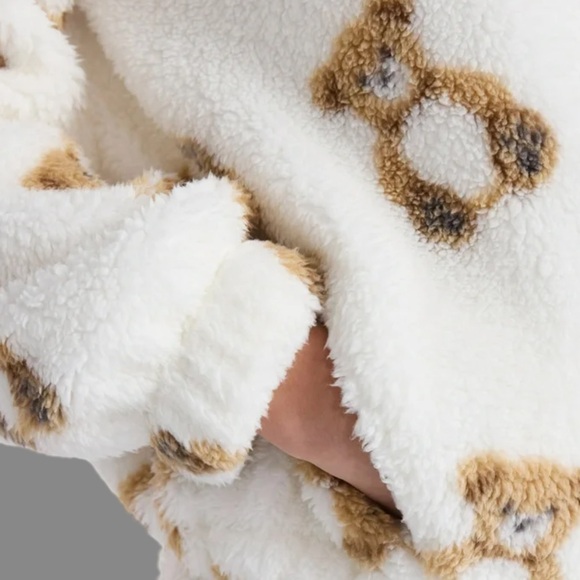 Plush Women’s Cozy White Half Zip Pull Over Teddy Bear Fleece Jacket Size L - Picture 5 of 7